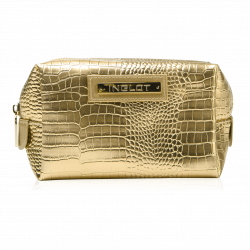 Cosmetic Bag Crocodile Leather Pattern Gold (R24245)