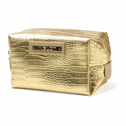 Cosmetic Bag Crocodile Leather Pattern Gold (R24245)